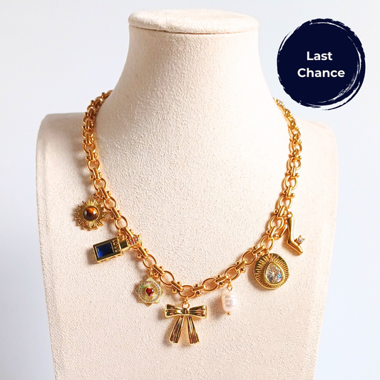 Sample Piece- Golden Glamour Charm Necklace