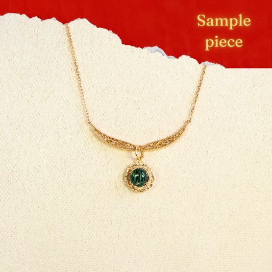 Sample Piece-Anne's Antique Green Malachite Pendant Necklace