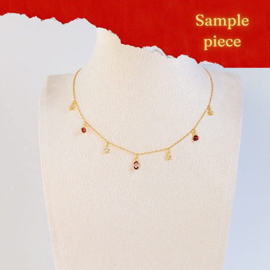 Sample Piece-Anaya's Red Garnet and White Topaz Necklace