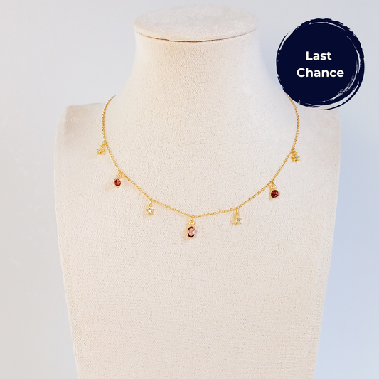 Sample Piece-Anaya's Red Garnet and White Topaz Necklace