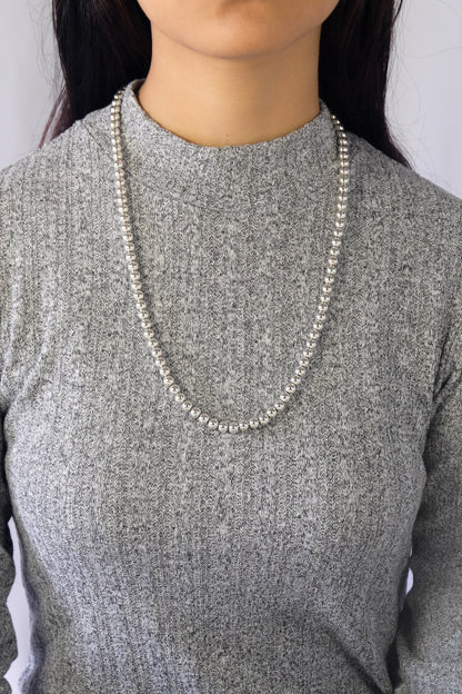 Vintage Napier Signed Heavy Silver Tone Beads Matinee Necklace