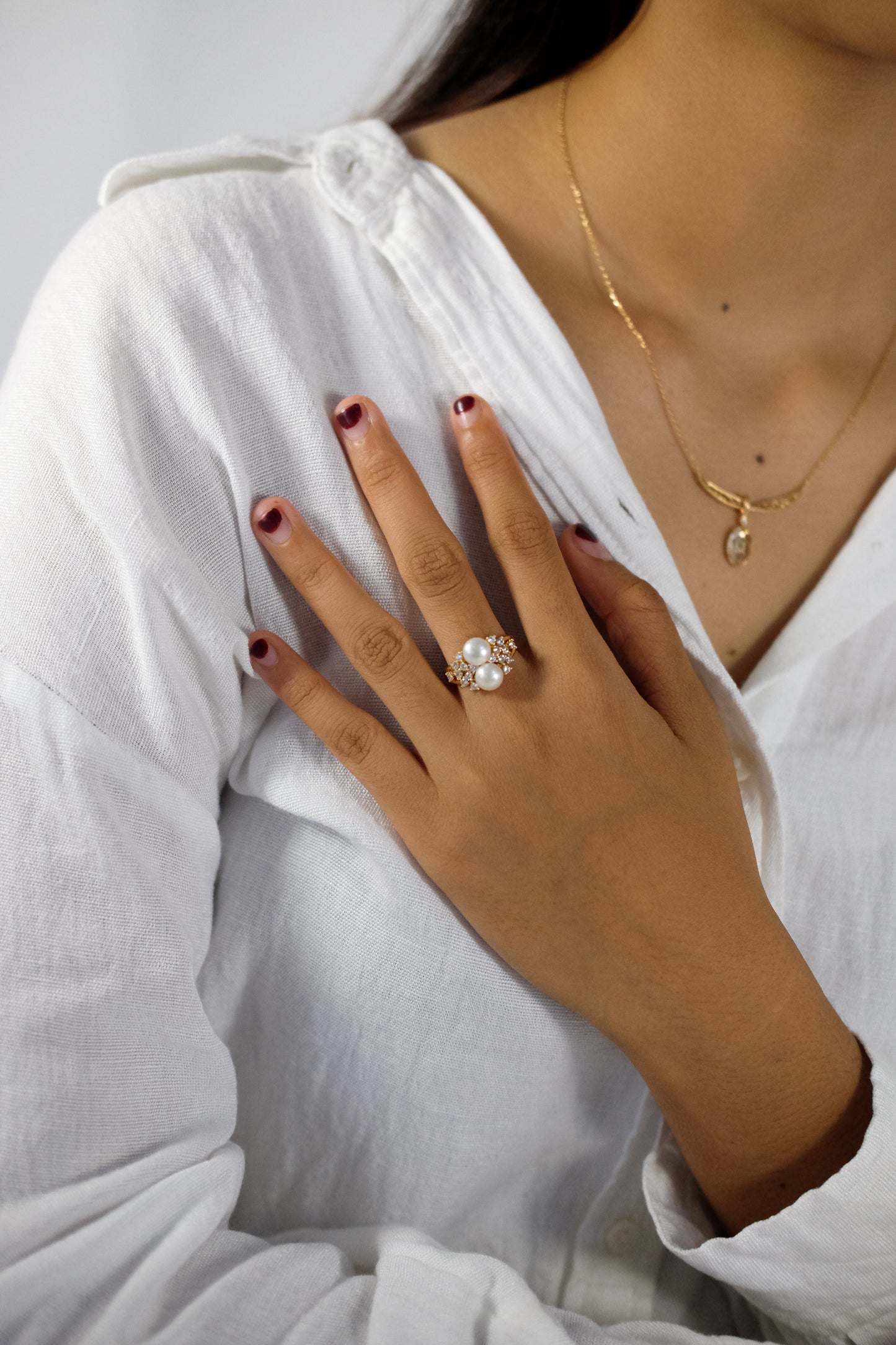 Audrey's Timeless Adjustable Pearl Ring