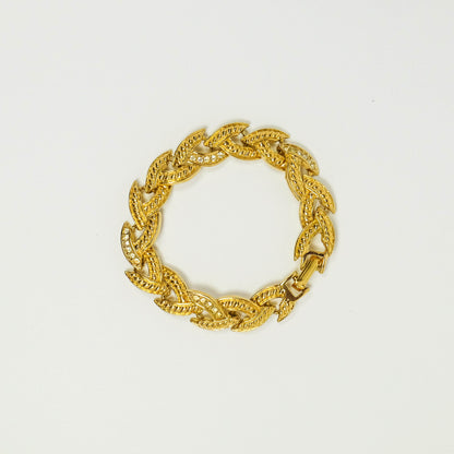 Vintage 80's Braided Gold Tone with Rhinestone Bracelet